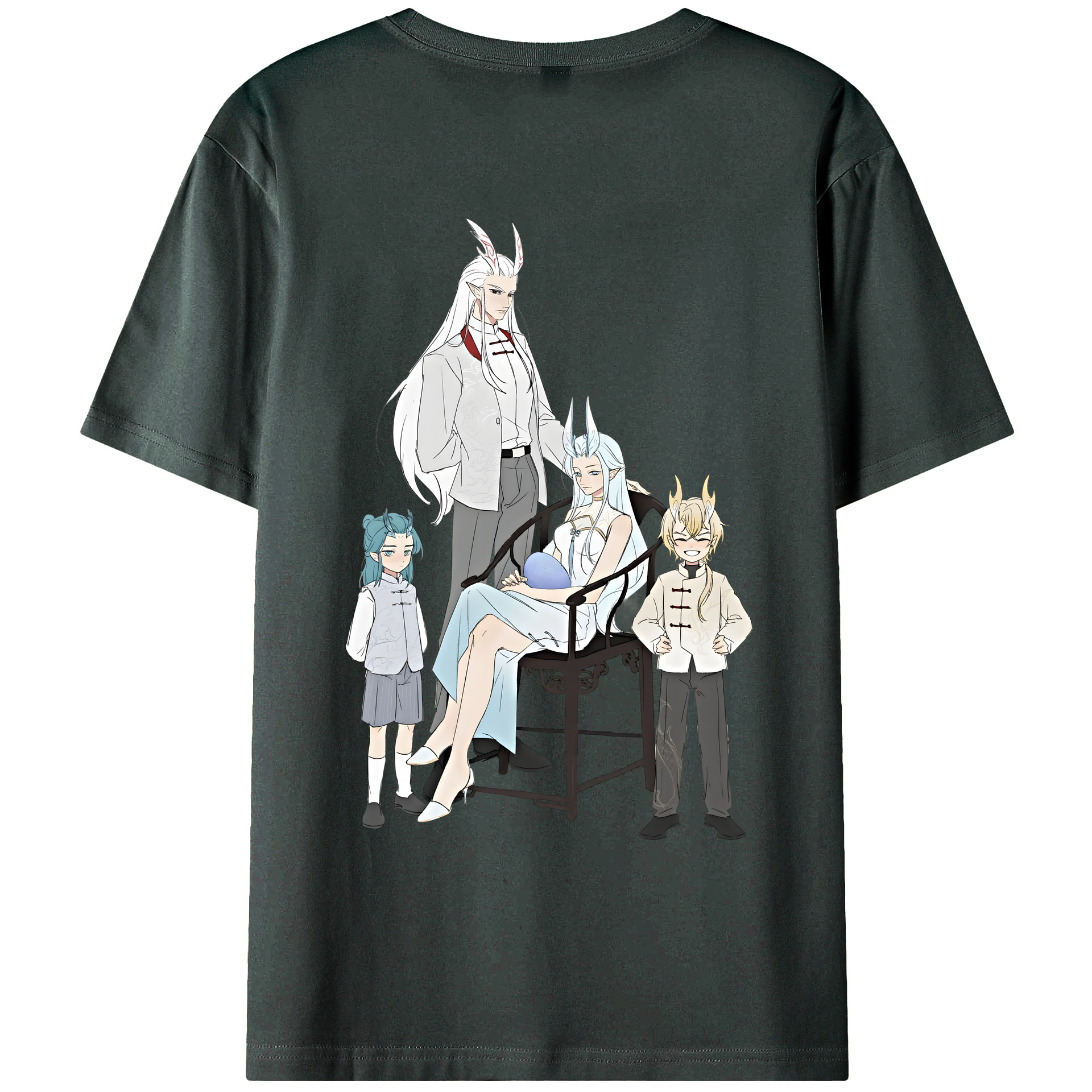 （画像用） Ne Zha 2 ナタ 魔童の大暴れ 綿100％ メンズ半袖Tシャツ（バックプリント） 通気性